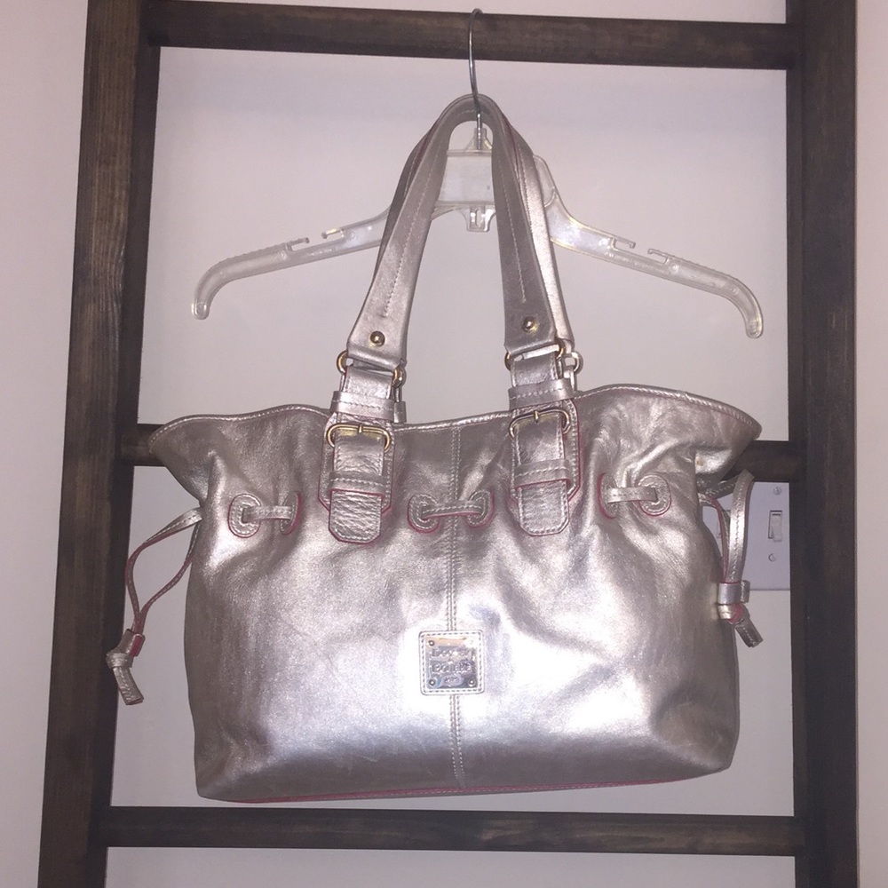 Dooney & Bourke Silver with pink trim purse